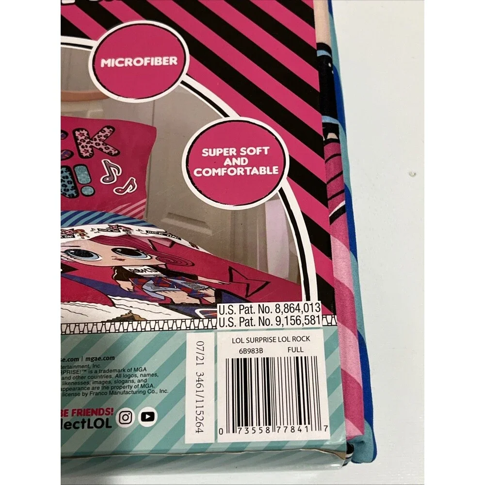 LOL Surprise Born Rocker Full Sheet Set in turquoise blue & pink Microfiber